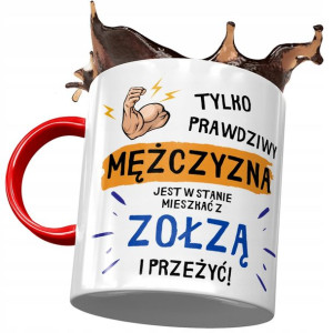 Kubek Czerwony Śmieszny Mieszkać z Zołzą Prezent