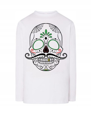 Longsleeve kolorowy fajny nadruk CZASZKA r.L