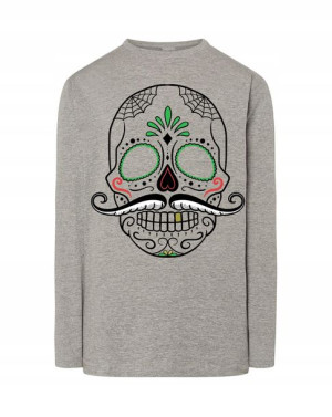 Longsleeve kolorowy fajny nadruk CZASZKA r.L