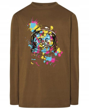 Longsleeve kolorowy nadruk KOT ASTRONAUTA r.3XL