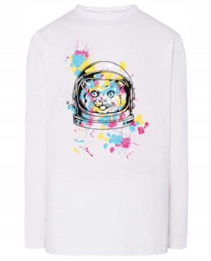 Longsleeve kolorowy nadruk KOT ASTRONAUTA r.4XL