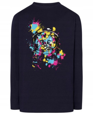 Longsleeve kolorowy nadruk KOT ASTRONAUTA r.M