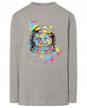 Longsleeve kolorowy nadruk KOT ASTRONAUTA r.S