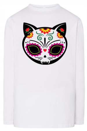 Longsleeve kolorowy nadruk KOT CZASZKA r.3XL