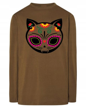 Longsleeve kolorowy nadruk KOT CZASZKA r.M