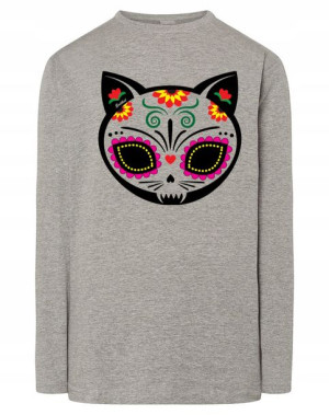 Longsleeve kolorowy nadruk KOT CZASZKA r.M
