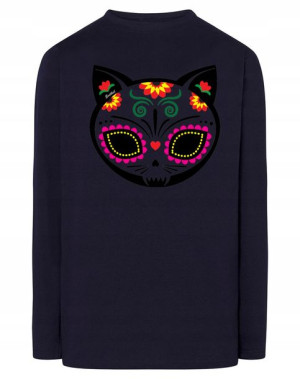 Longsleeve kolorowy nadruk KOT CZASZKA r.XL