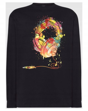 Longsleeve kolorowy nadruk muzyka SŁUCHAWKI r.3XL