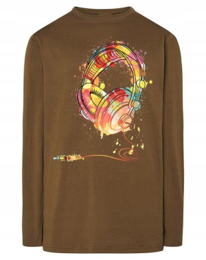 Longsleeve kolorowy nadruk muzyka SŁUCHAWKI r.M