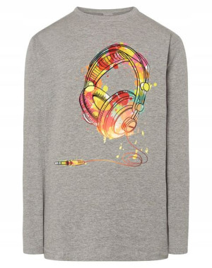 Longsleeve kolorowy nadruk muzyka SŁUCHAWKI r.M