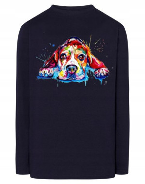 Longsleeve kolorowy nadruk pies Beagle r.L