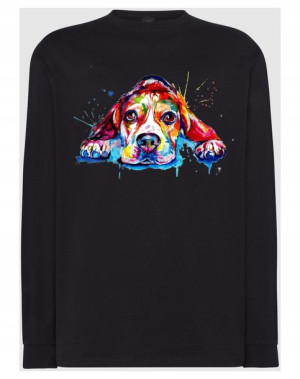 Longsleeve kolorowy nadruk pies Beagle r.XL