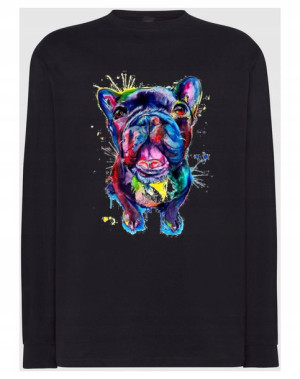 Longsleeve kolorowy nadruk pies Bulldog r.M