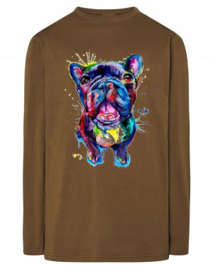 Longsleeve kolorowy nadruk pies Bulldog r.S