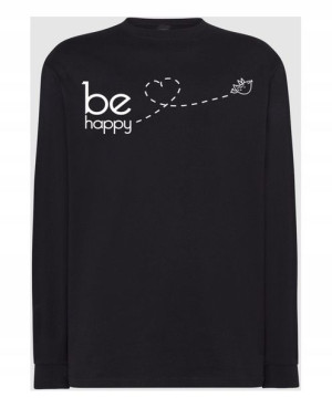 Longsleeve męski fajny nadruk Be Happy r.XS