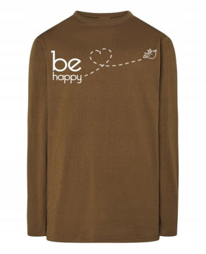 Longsleeve męski fajny nadruk Be Happy r.XS