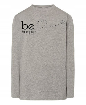 Longsleeve męski fajny nadruk Be Happy r.XS