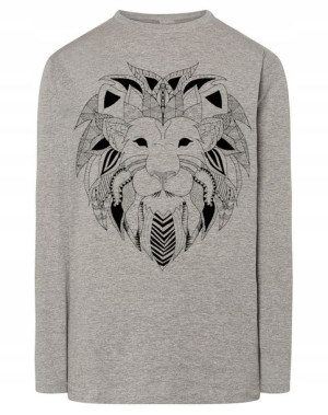 Longsleeve męski fajny nadruk głowa LEW r.S