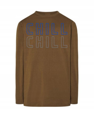 Longsleeve męski fajny nadruk napis CHILL r.XS