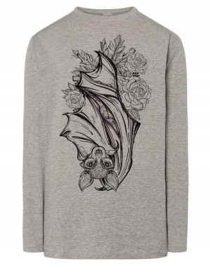Longsleeve męski fajny nadruk NIETOPERZ r.M