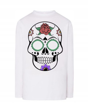 Longsleeve męski kolorowy nadruk CZASZKA r.3XL