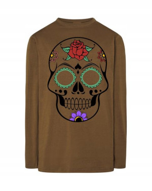 Longsleeve męski kolorowy nadruk CZASZKA r.L