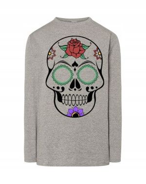 Longsleeve męski kolorowy nadruk CZASZKA r.L