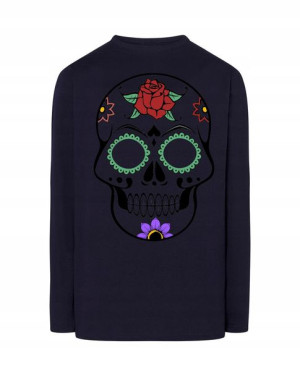Longsleeve męski kolorowy nadruk CZASZKA r.S