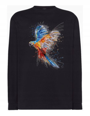 Longsleeve męski kolorowy nadruk PAPUGA r.XS