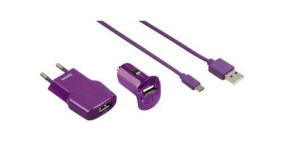 Hama zestaw ładowarek Pico + micro usb fashion, fioletowy