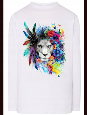 Longsleeve Męski Lew Kolorowy Modny Rozm.4XL