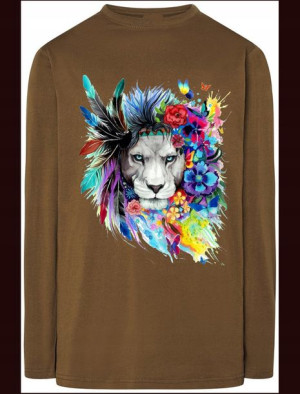 Longsleeve Męski Lew Kolorowy Modny Rozm.5XL