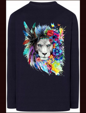 Longsleeve Męski Lew Kolorowy Modny Rozm.S