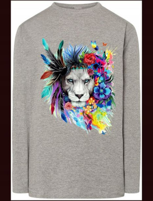 Longsleeve Męski Lew Kolorowy Modny Rozm.XS
