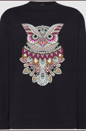 Longsleeve Męski Modna Sowa Kolor Nadruk Rozm.L