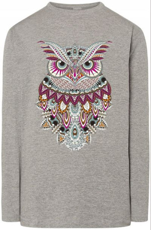 Longsleeve Męski Modna Sowa Kolor Nadruk Rozm.S