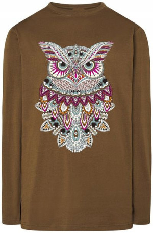 Longsleeve Męski Modna Sowa Kolor Nadruk Rozm.XS