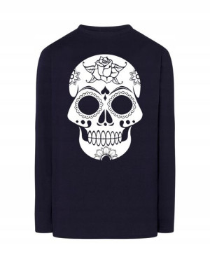 Longsleeve męski nadruk biała CZASZKA SKULL r.5XL