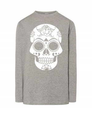 Longsleeve męski nadruk biała CZASZKA SKULL r.L
