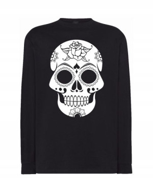 Longsleeve męski nadruk biała CZASZKA SKULL r.L