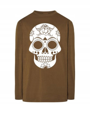 Longsleeve męski nadruk biała CZASZKA SKULL r.XL