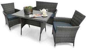 Zestaw mebli ogrodowych technorattan 2x fotel sofa stół LIDO szary