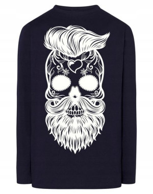 Longsleeve męski nadruk Czaszka Broda r.4XL
