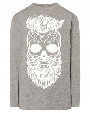Longsleeve męski nadruk Czaszka Broda r.5XL