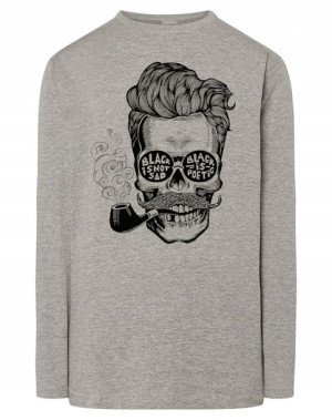 Longsleeve męski nadruk Czaszka fajka r.3XL