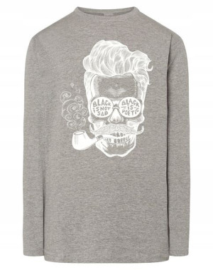 Longsleeve męski nadruk Czaszka fajka r.5XL
