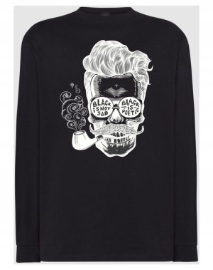 Longsleeve męski nadruk Czaszka fajka r.L