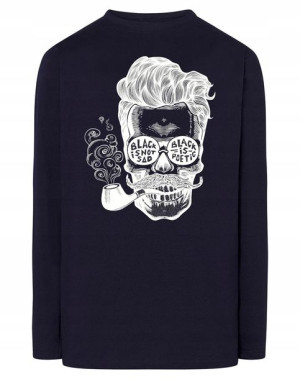 Longsleeve męski nadruk Czaszka fajka r.XS
