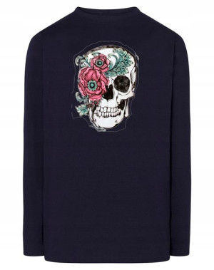 Longsleeve męski nadruk Czaszka z Kwiatami r.5XL