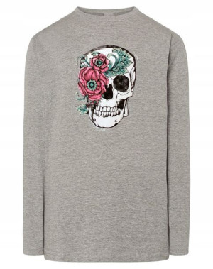 Longsleeve męski nadruk Czaszka z Kwiatami r.5XL